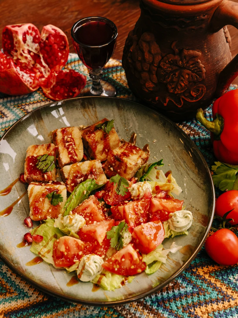 Салат с хрустящими баклажанами