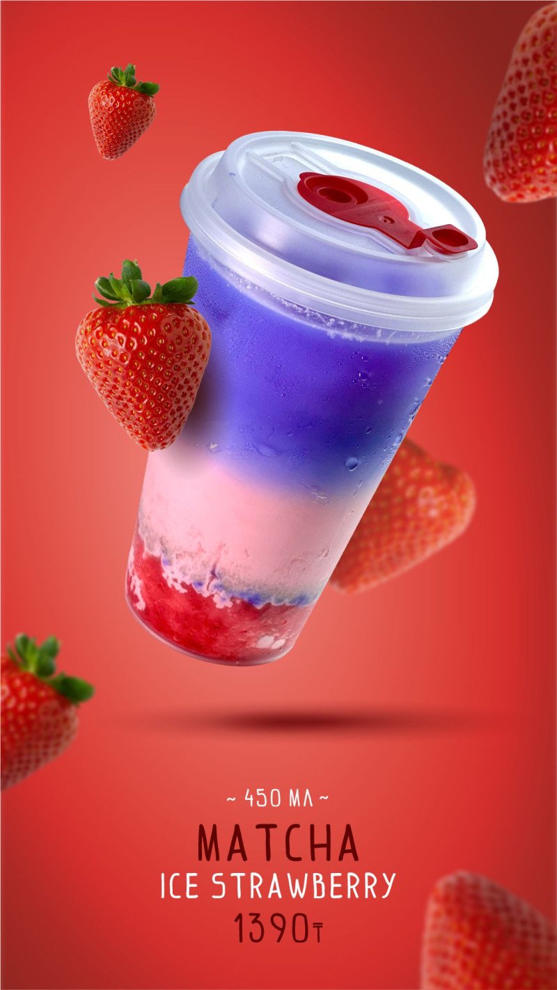 Ice strawberry matcha