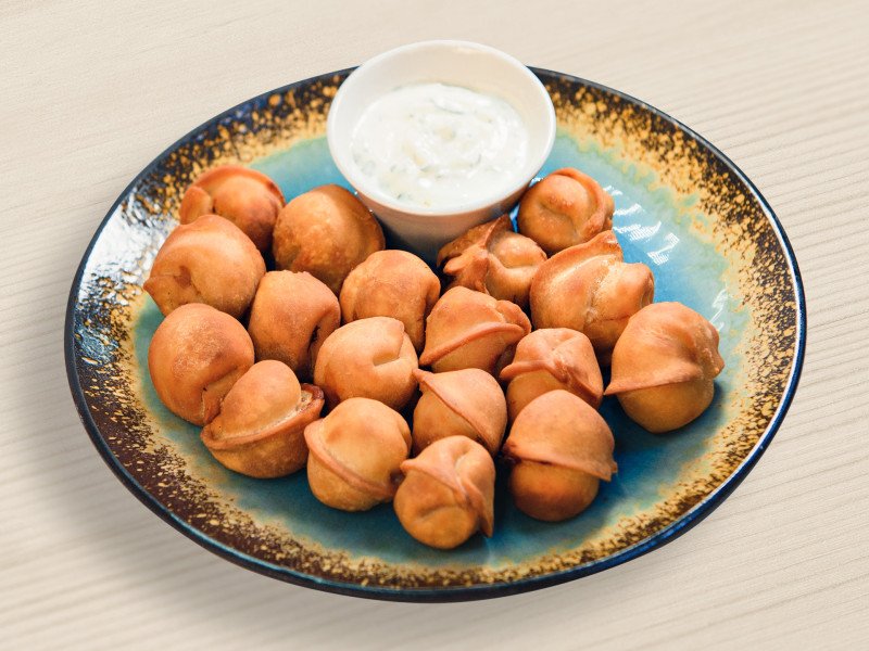 Жареные пельмени с гусем