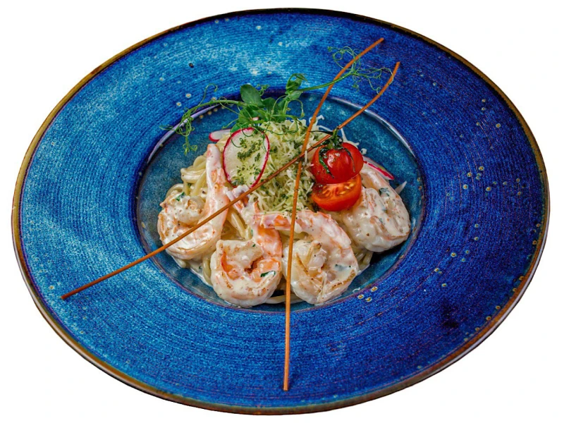 Паста с Креветками и Беконом