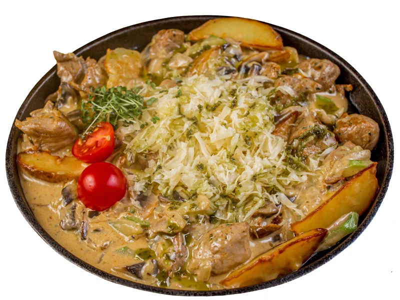 Шипящая Сковородка с курицей