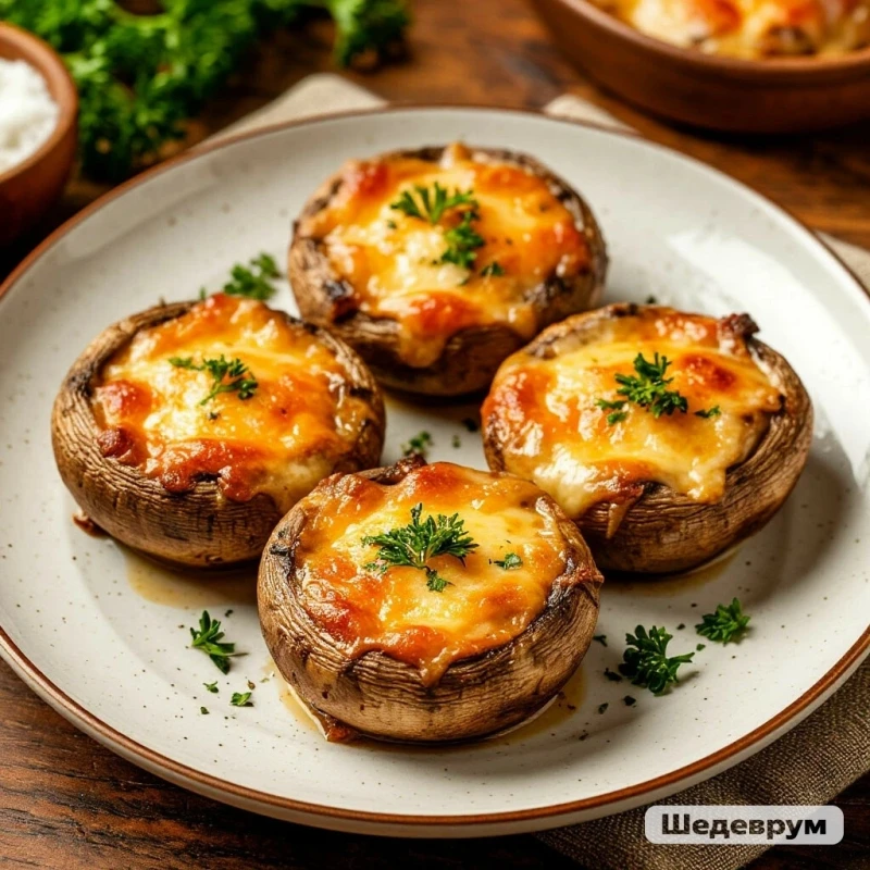 Шампиньоны с сулугуни 