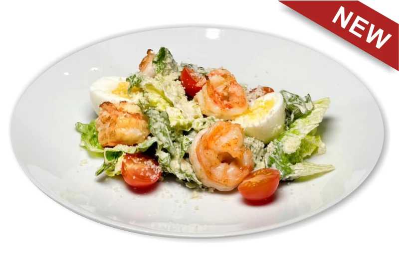 Листья салата "Романо" с жареными креветками и соусом " Тонато" 230 гр