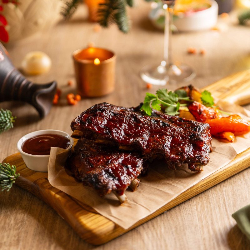 Свиные ребра с медовым барбекю