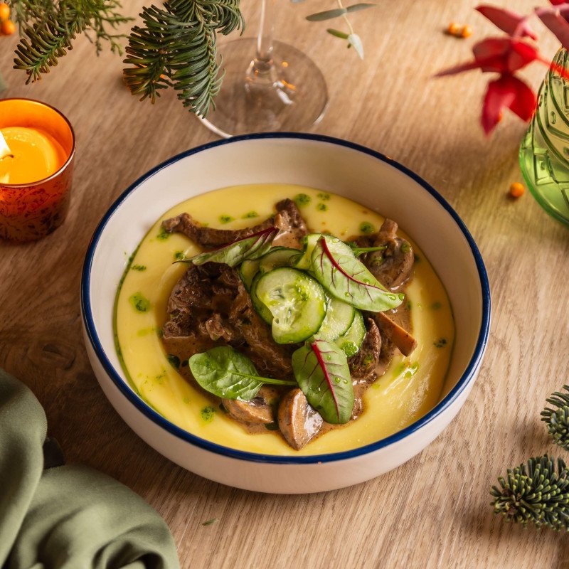 Бефстроганов с ташмиджаби