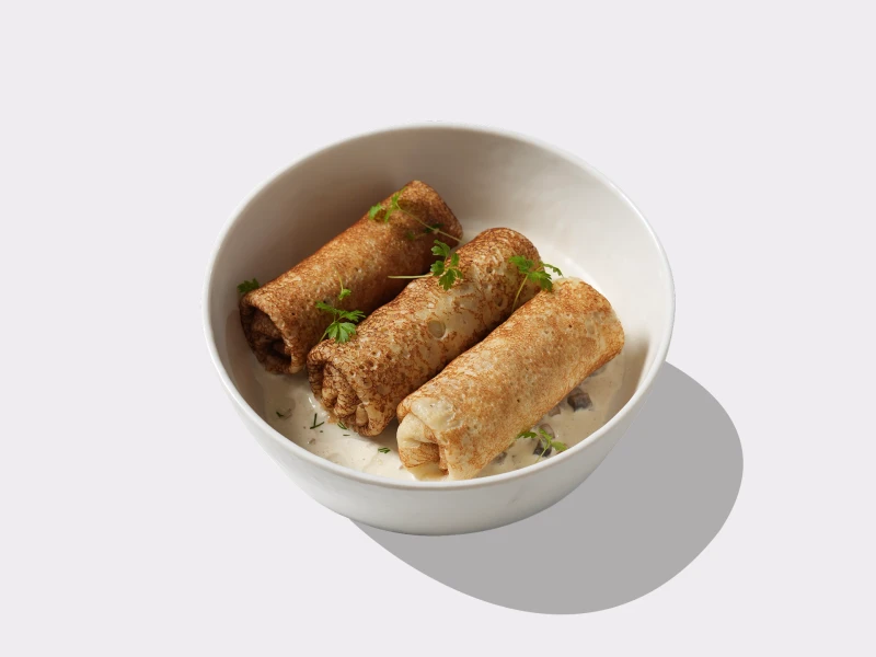 Блины с курицей и грибами