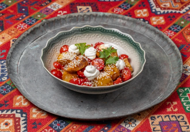 Салат с хрустящими баклажанами