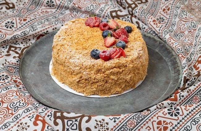 Наполеон торт с ягодами 