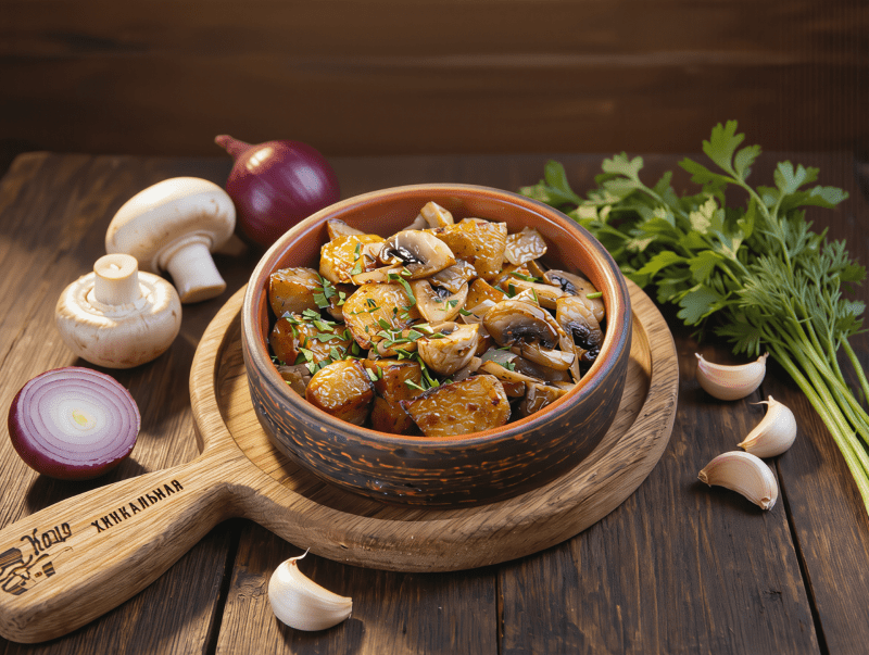 Картофель с грибами на кеци 180гр