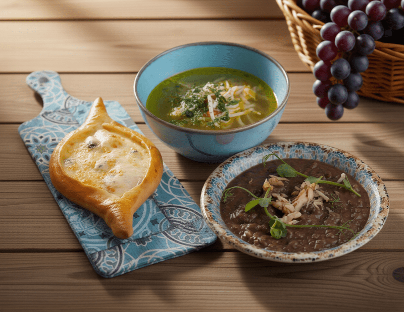 КОМБО 2 (куриный суп+лодочка 4 сыра) + Лобио в подарок 