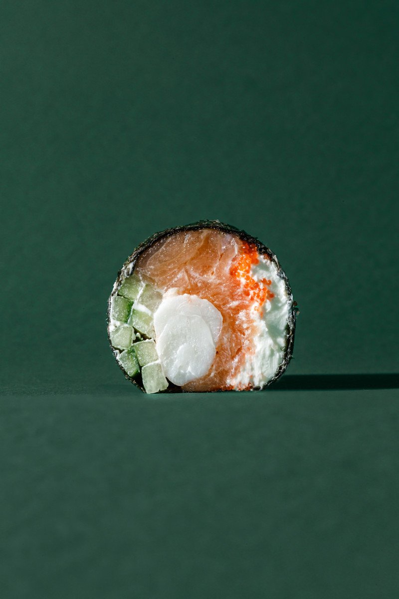 Ролл без риса с креветкой и лососем