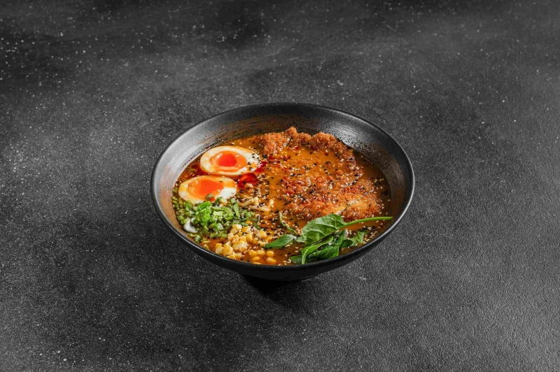 Рамен сырный с курочкой карааге