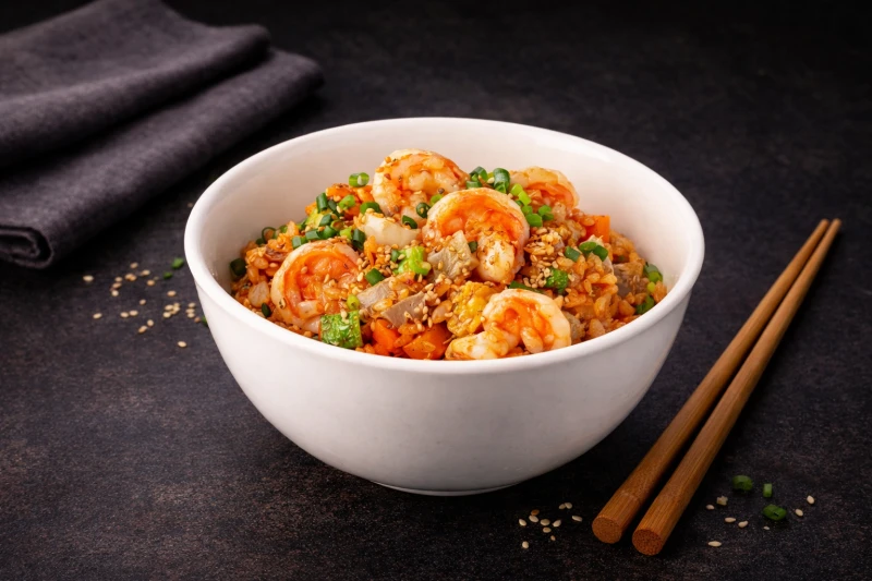 Жареный рис Кимчи Кайсен
(с морепродуктами)