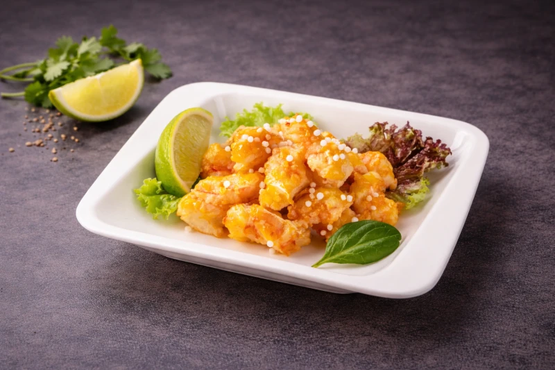 Поп корн из креветок в соусе карри