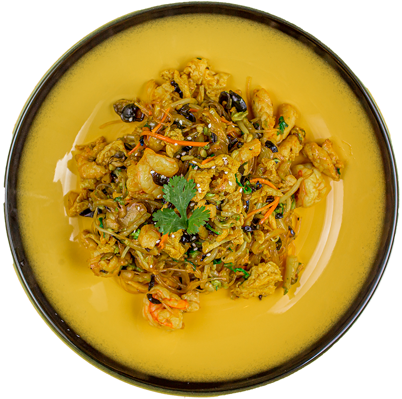 Лапша рисовая в соусе карри