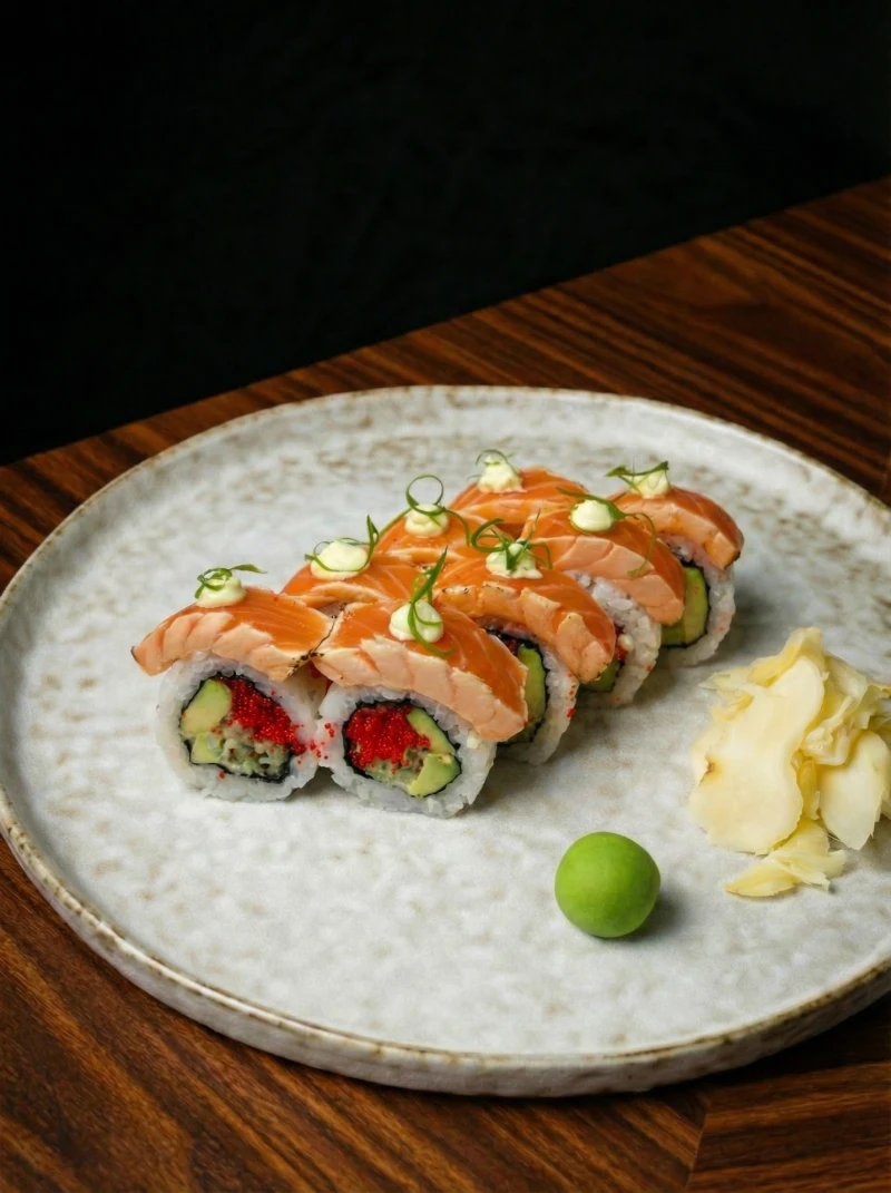 Опаленная филадельфия с икрой тобико