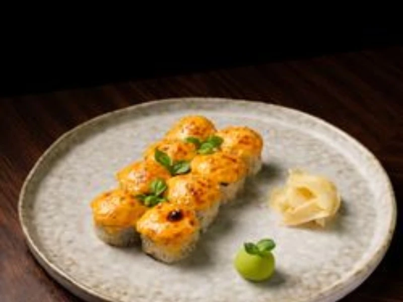 Запеченный с кальмаром и вешенками