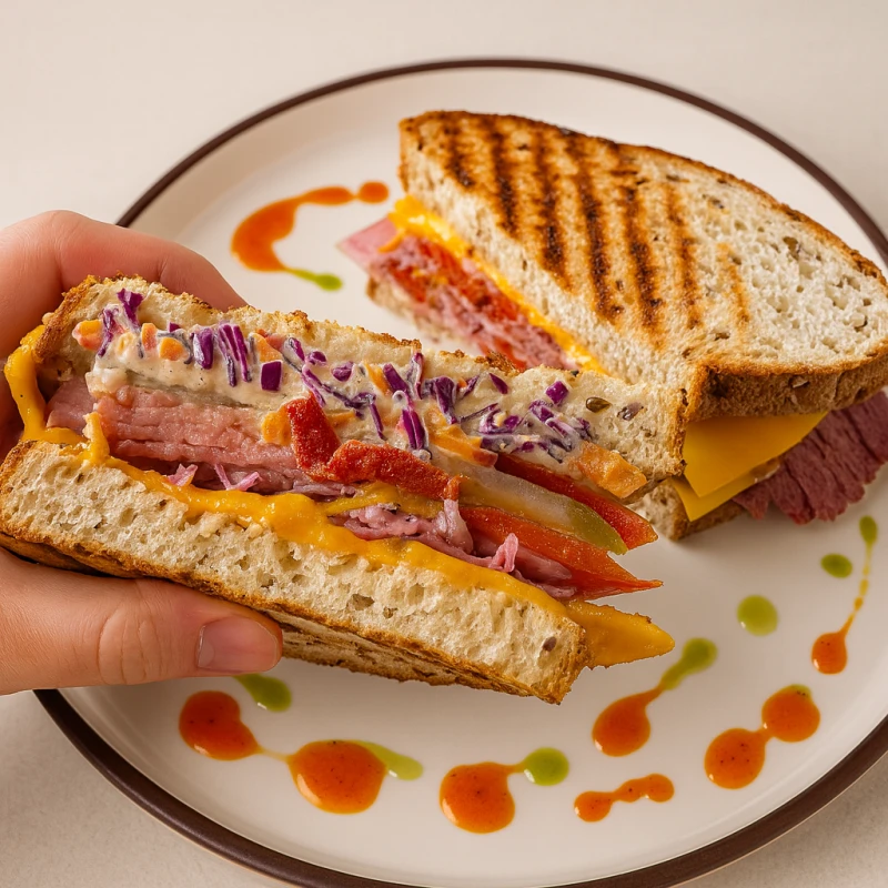 Сэндвич на цельнозерновом хлебе с пастрами