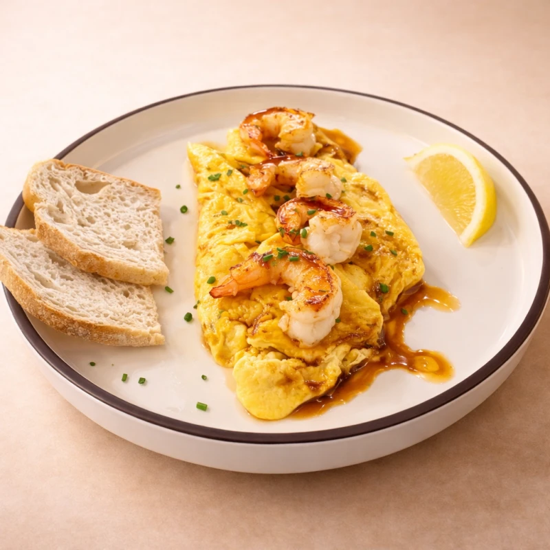 Скрембл с креветками