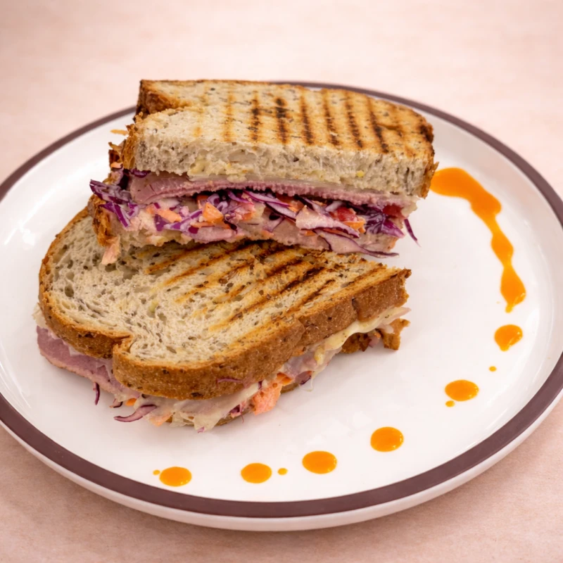 Сэндвич на цельнозерновом хлебе с пастрами