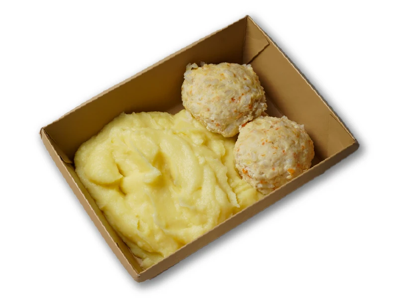 Тефтели на пару с пюрешкой