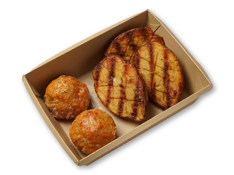 Митболы из индейки с запеченным картофелем