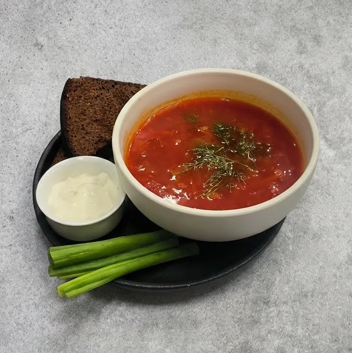 Борщ с говяжьими щечками