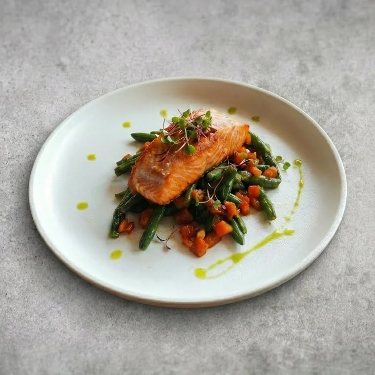 Филе лосося с кенийской фасолью