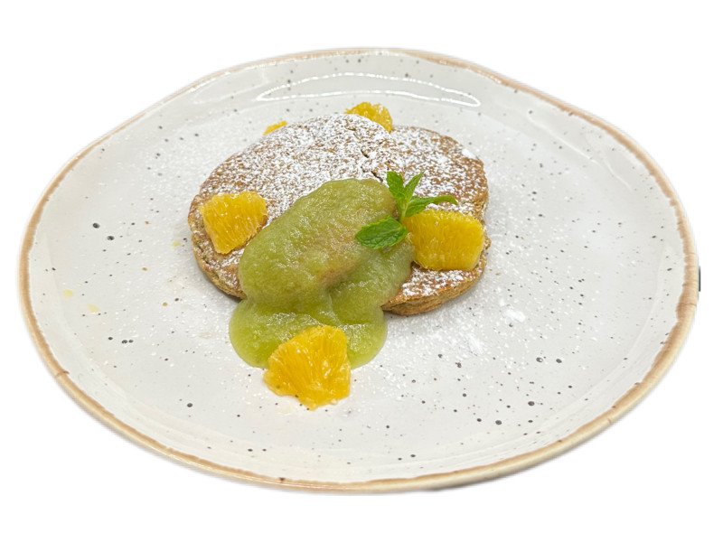 Овсяные панкейки с пряным яблочным пюре