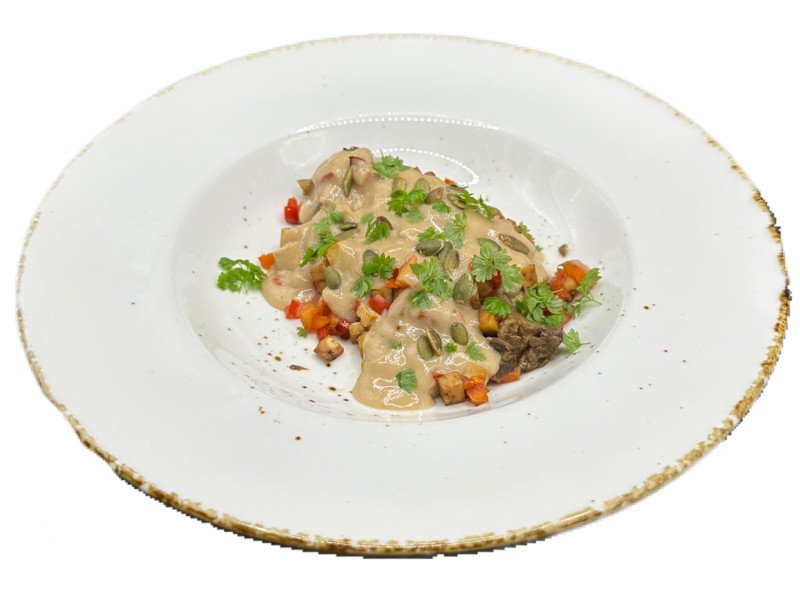 Баклажан запеченный с тофу в авторском соусе