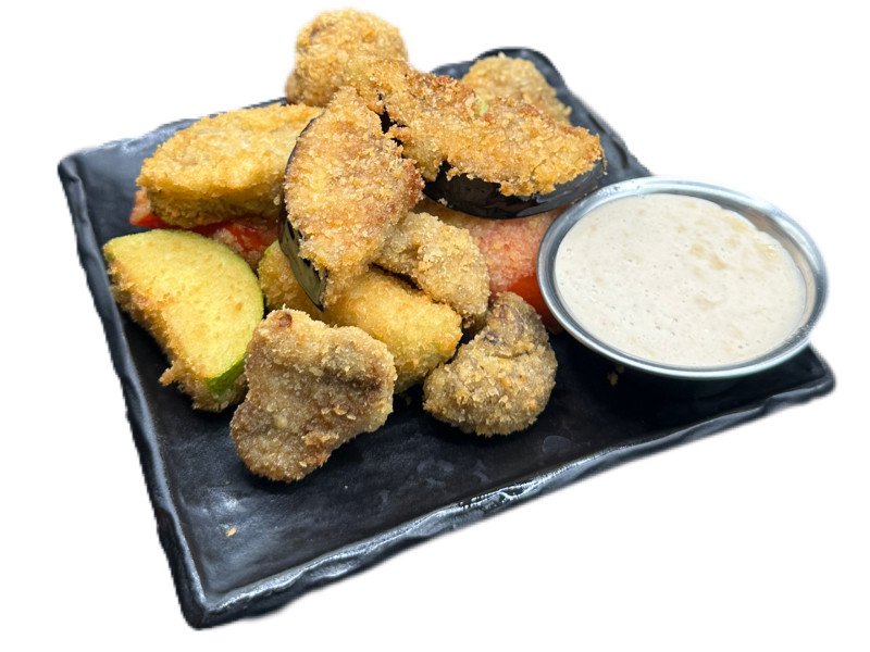 Овощи темпура с имбирно-ореховым соусом