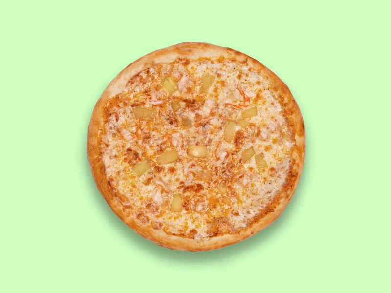 С креветками и ананасом пицца