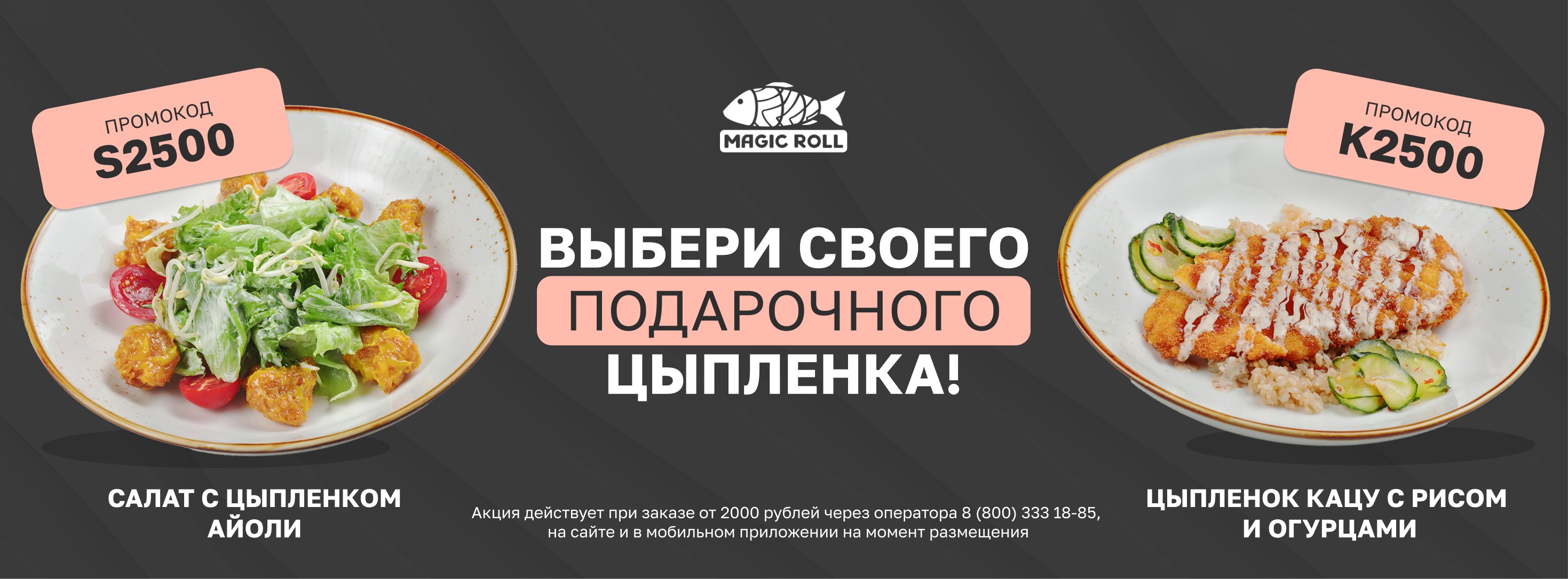 Салат с цыпленком и Кацу с рисом