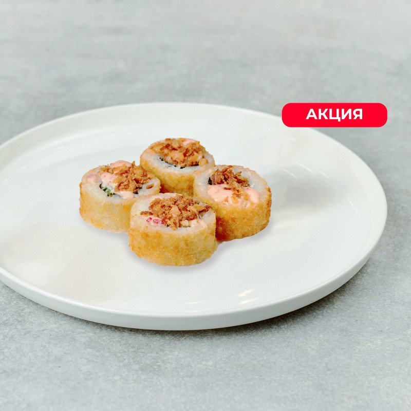 Темпура с терияки - лососем и луком фри. 4 кусочка