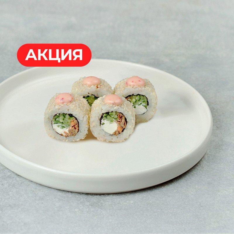 С терияки лососем в кунжуте. 4 кусочка