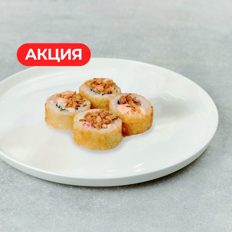 Темпура с терияки - лососем и луком фри. 4 кусочка