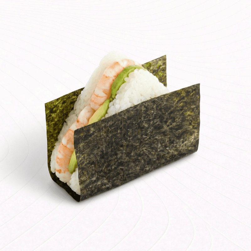 Онигири с креветкой и авокадо