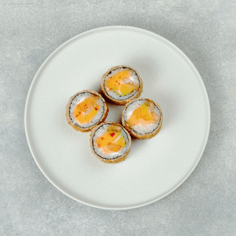 Темпура с тигровой креветкой и авокадо. 4 кусочка