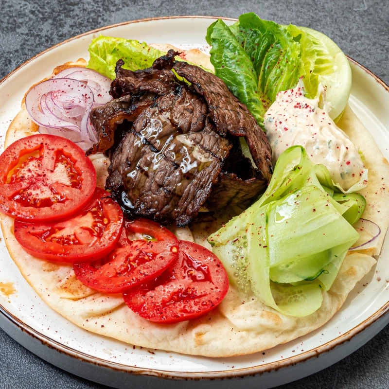 Открытая шаурма с мраморной говядиной