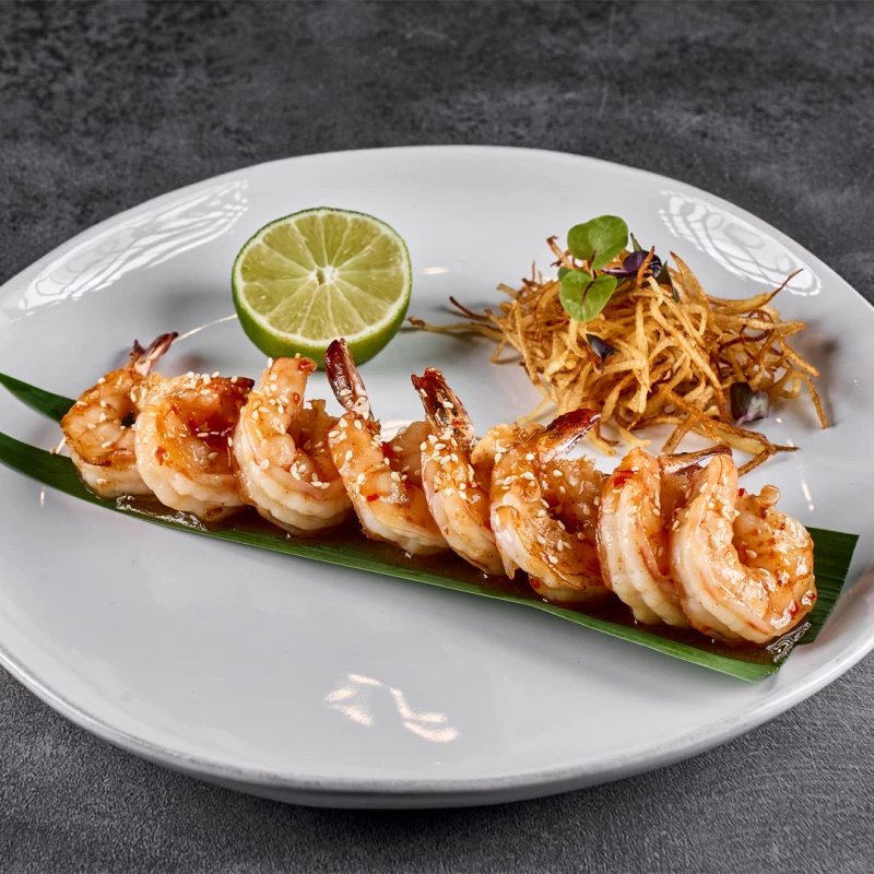 Тигровые креветки в кисло-сладком соусе