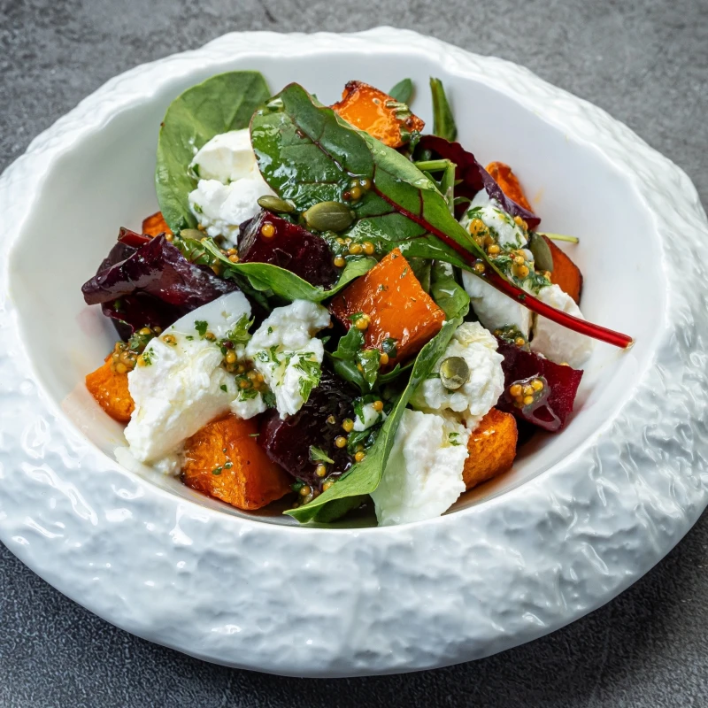 Салат с запеченной тыквой и свеклой