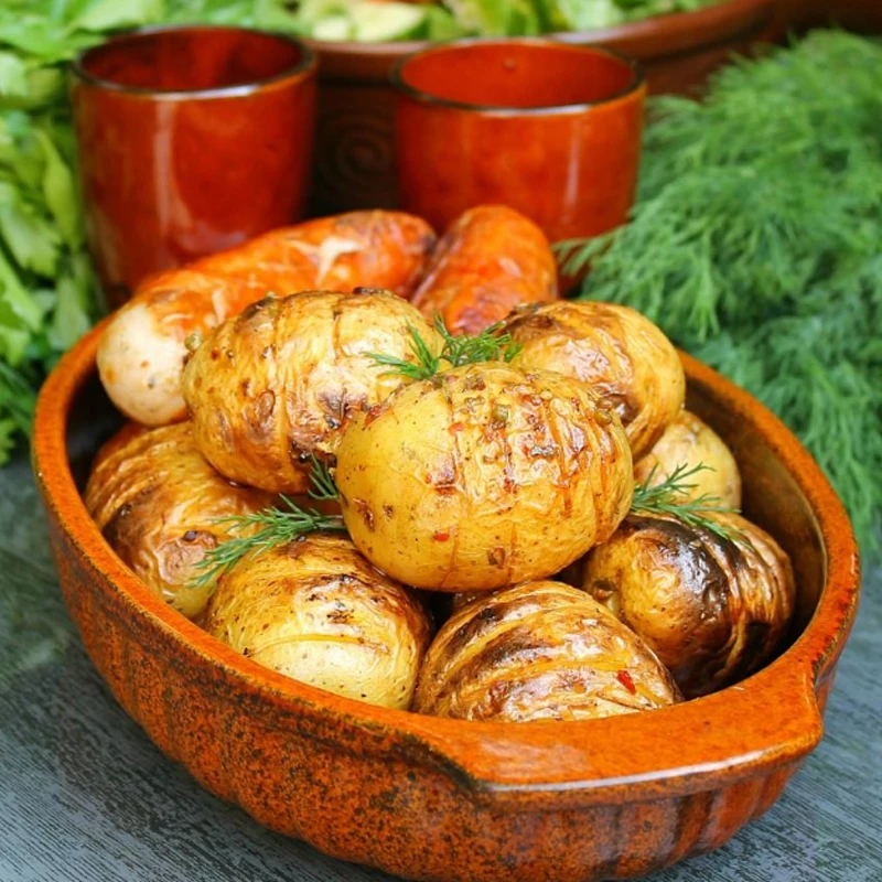 Мини картофель на углях