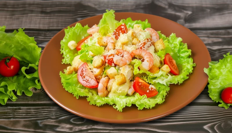 Салат Цезарь с креветками 200 гр