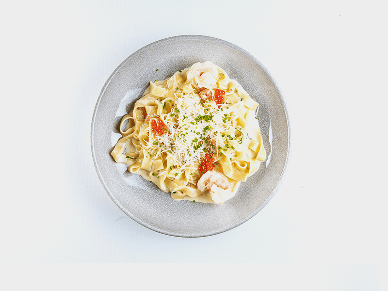 Феттучини с креветками