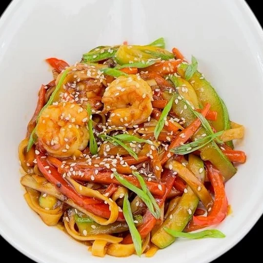 Удон с креветками