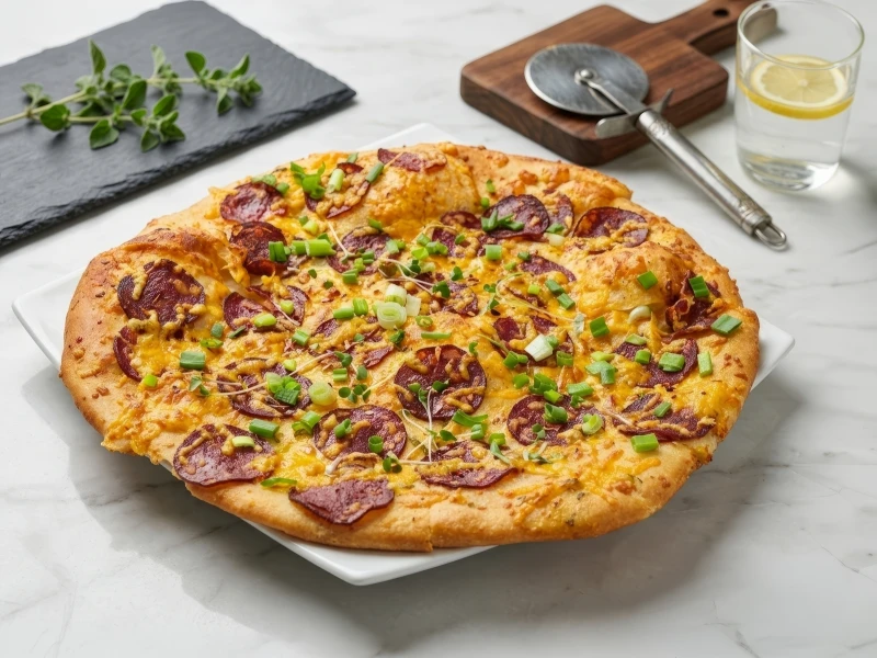 Пицца с пепперони и сыром чеддер и соусом ранч