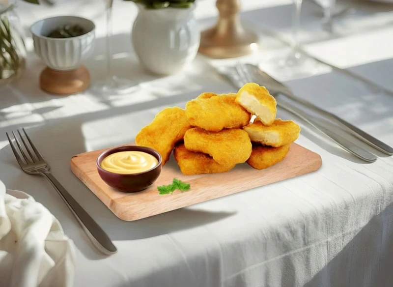 Куриные наггетсы с сырным соусом