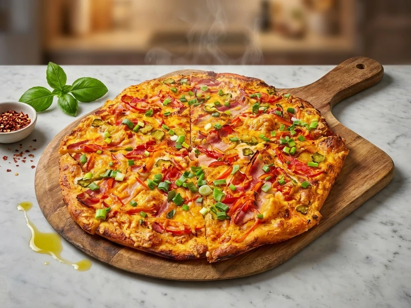 Пицца с копченой грудинкой