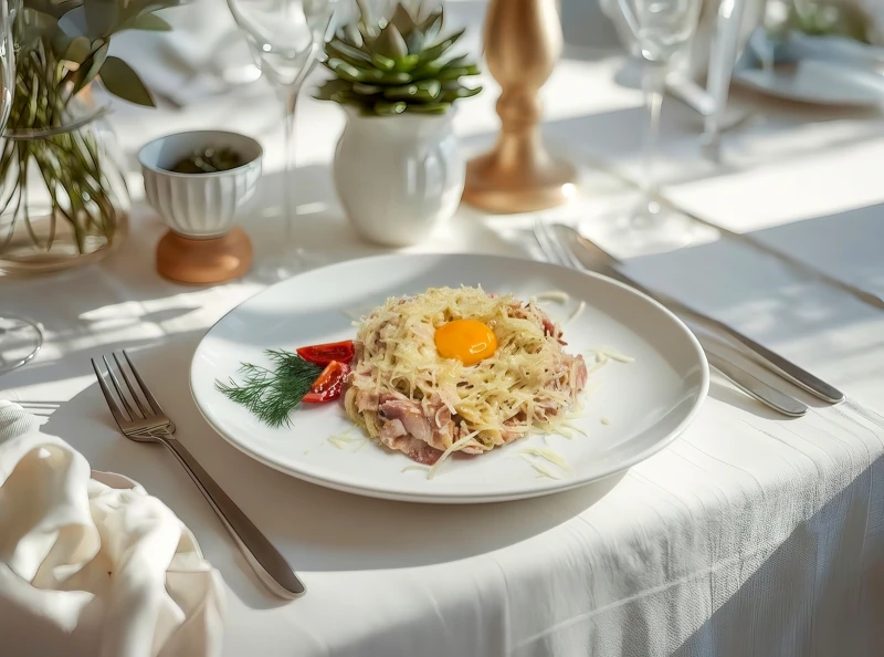 Паста карбонара с беконом