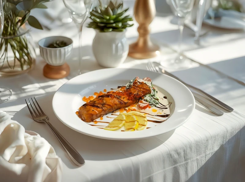 Лосось с томатом и шпинатом